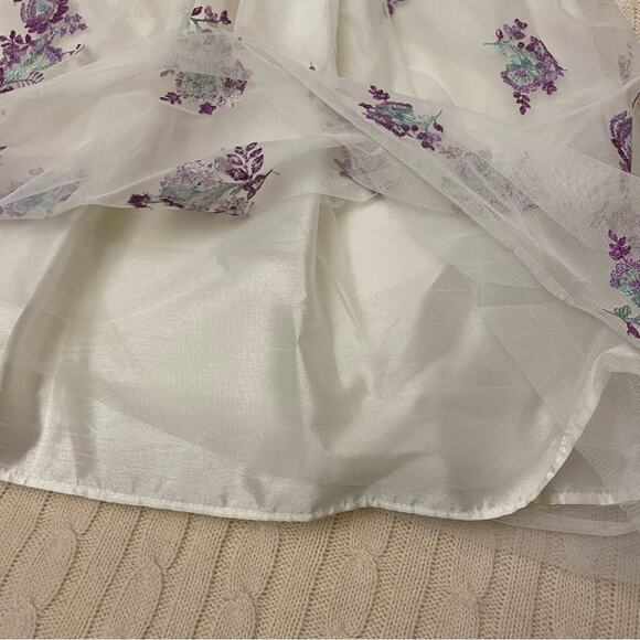 Girls Special Occasion Dress sz 6x White Dress with Purple Floral Details - Picture 4 of 9